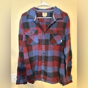 Vans Men's Casual Plaid Shirt - Red, Blue, and Black